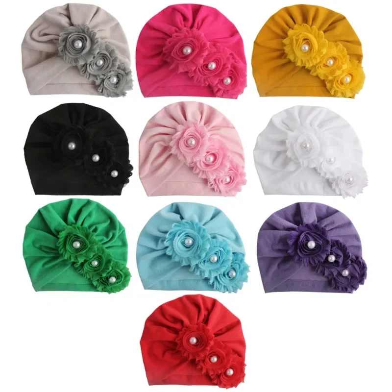 New Baby Hat Baby Cotton Sunflower Turban Hat Children's Solid Color Pullover Hat Newborn Gift Infant Accessories