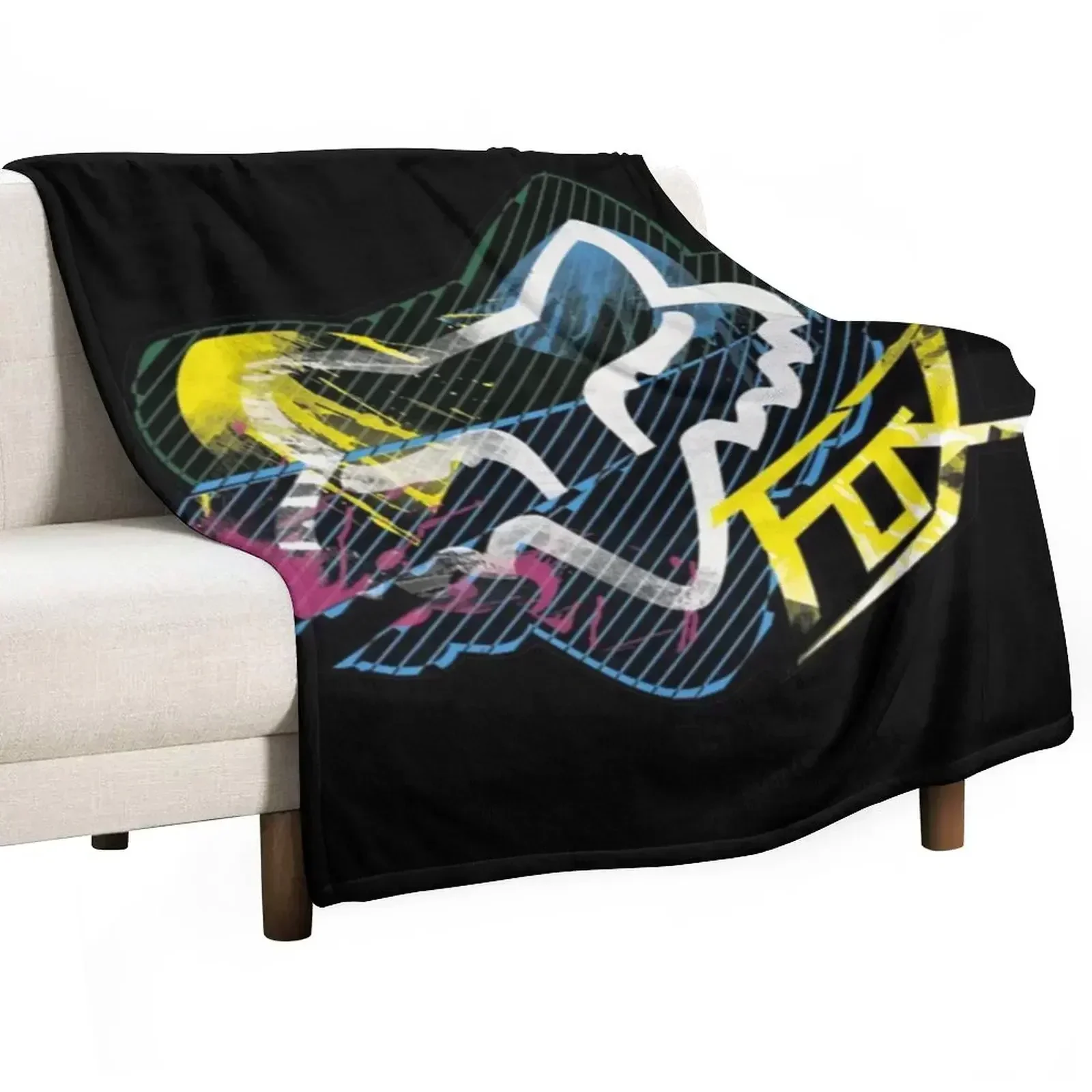 Paint splatter Racing merch braap mixed colors yellow Throw Blanket Thermal Weighted Blankets