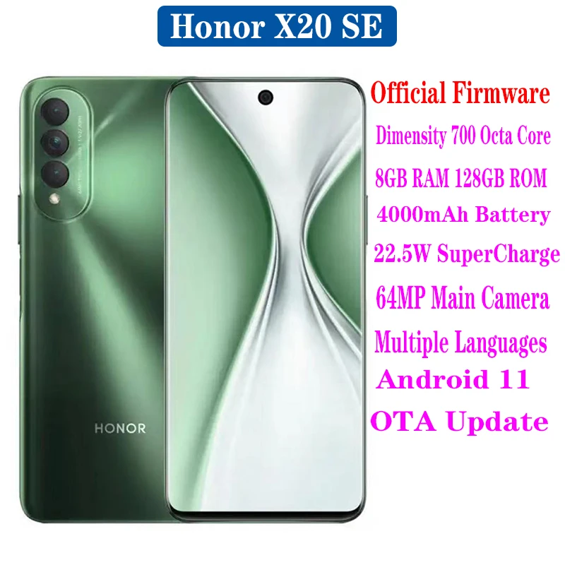 Original Official New Honor X20 SE 5G SmartPhone Android 11 6GB 8GB RAM 128GB ROM 6.6“ 4000Mah 22.5W SuperCharge 64MP Camera