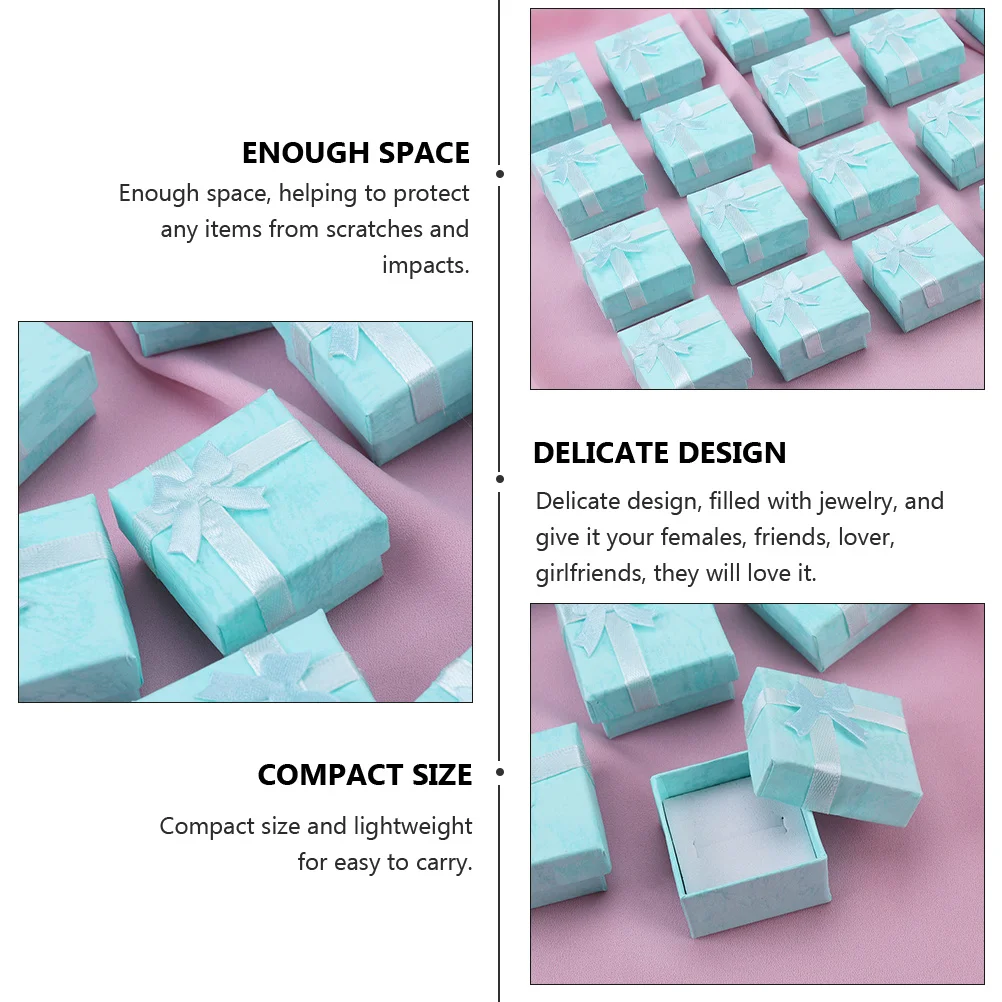 

12Pcs Small Jewelry Containers Premium Material Bowknot Detail Scratch Resistant Storage for Rings Ear Studs Gift Idea