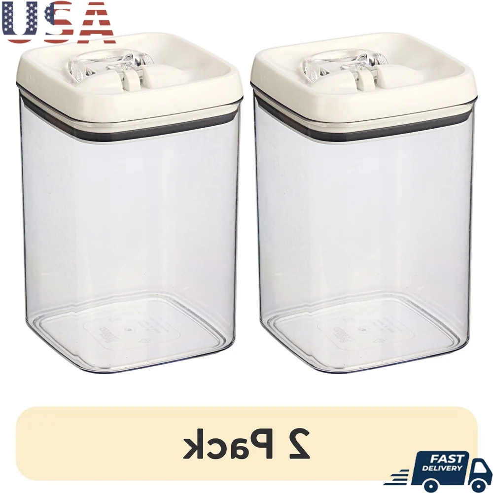 

4 Pack Flip-Tite Airtight Food Storage Canisters 13.8 Cup Kitchen Pantry Organization Stackable Easy Open Clear Plastic