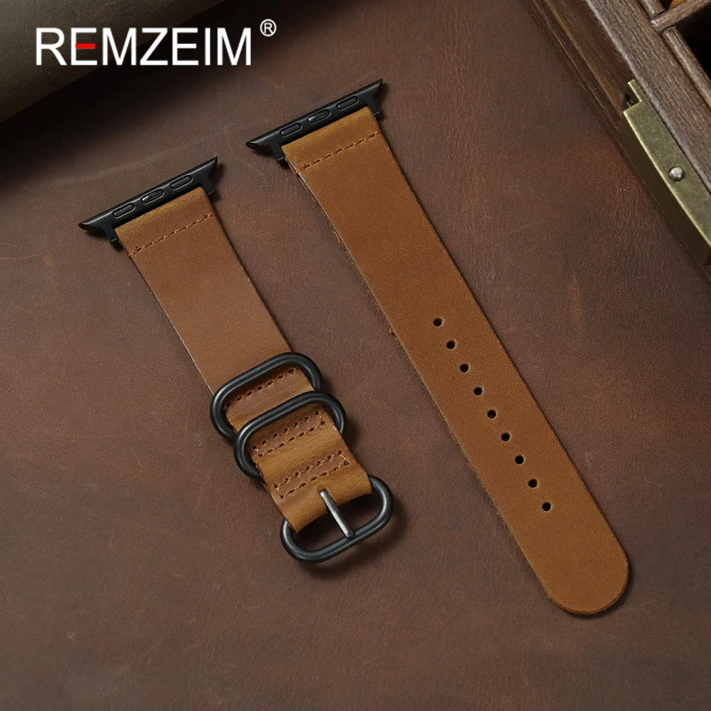 

Men Women Ultra-thin Leather Watchbands for Apple Watch 1-10 SE Ultra 2 49/46/45/44/42/41/40/38mm Genuine Leather Watch Strap