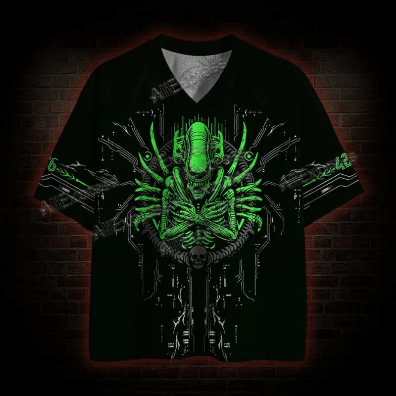 (ZZ) New Dark Series, Street Trendy Quick Drying Mesh Jersey, Sports Breathable Adult V-neck T-shirt, Handsome and Comfortable