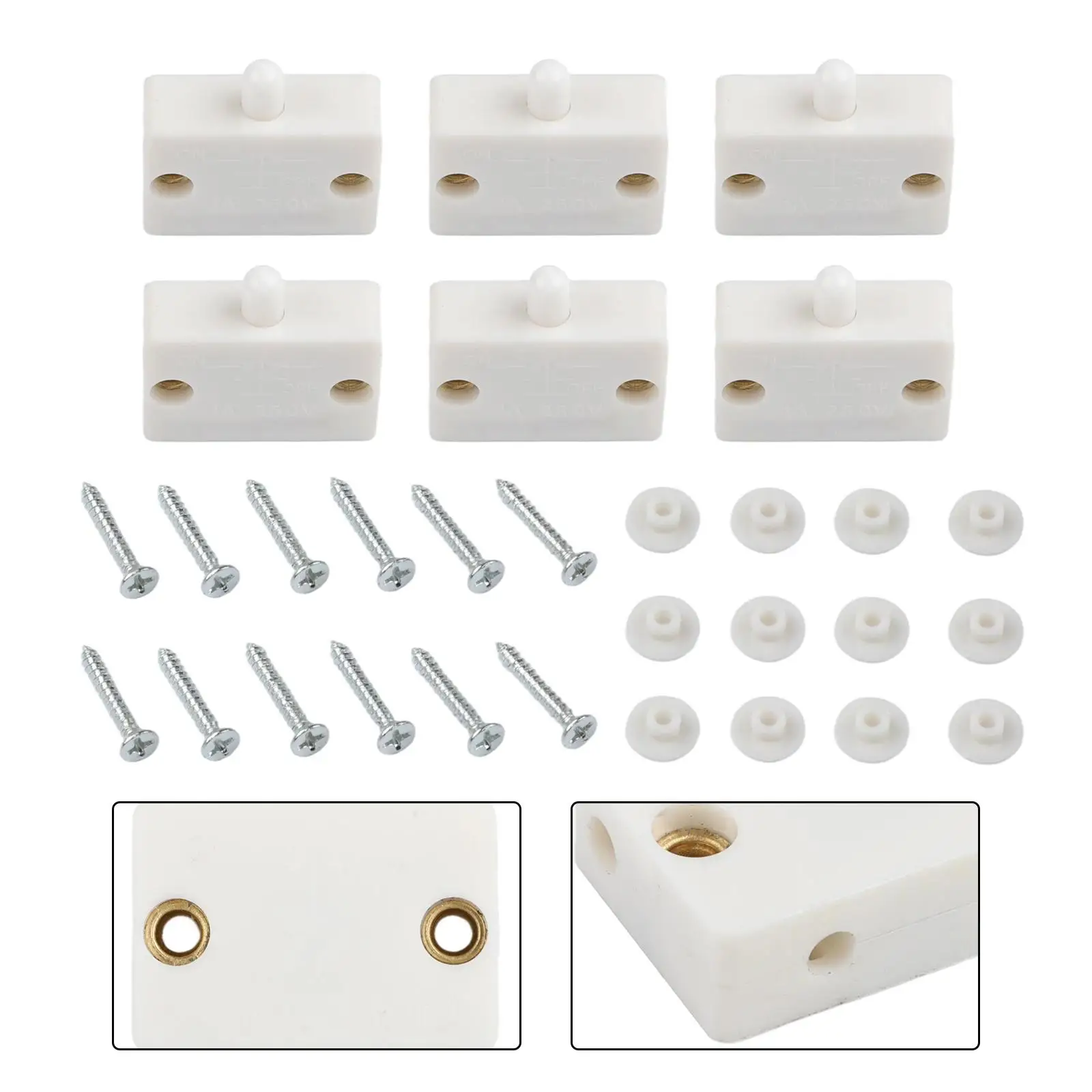6 Pack LED Door Switch for Cabinet and For Closet Lights Normally Closed Contact for Efficient Lighting Control