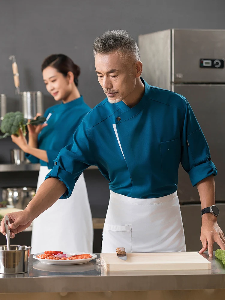 Jaqueta Chef de manga comprida para homens e mulheres, Uniforme de cozinheiro, Roupas de restaurante, Cozinha, Padaria, Restauração, Serviço