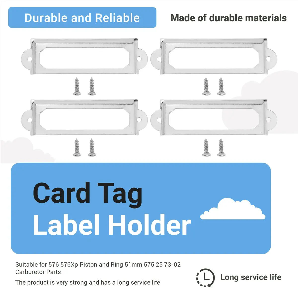40 set Office Library File Drawer Cabinet Card Tag Label Holder Metal Frame (Silver Tone) &LICG