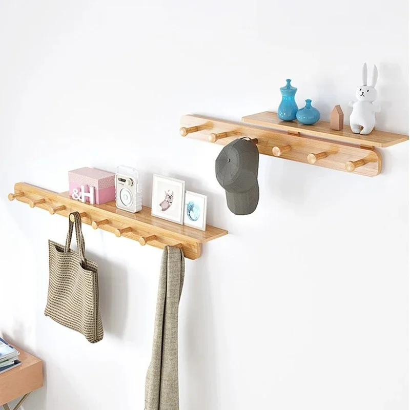 Wall Mounted Clothes Organizer Racks Multipurpose Bag Scarf Coat Hanging Hooks Entrance Hall Living Room Clothing Storage Shelf