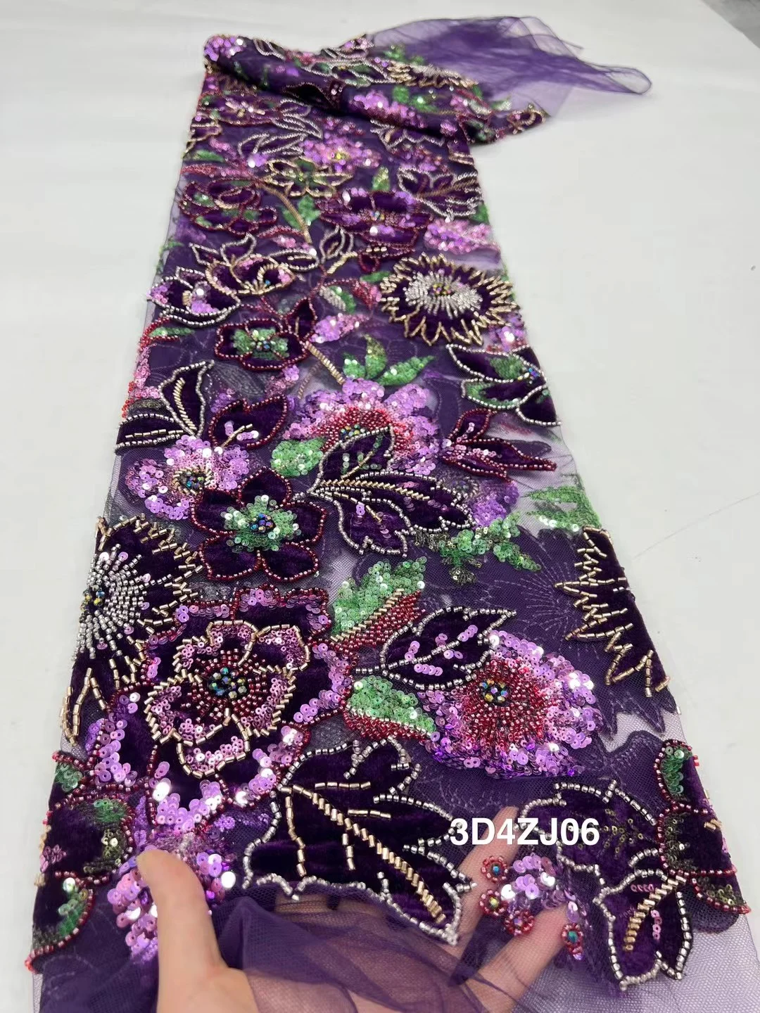 Luxury Multiple colors Nigerian Sequins Beaded Mesh Lace Fabric 2026 High Quality African French Tulle Lace Fabric For Dresses
