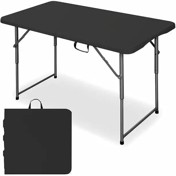 4ft Portable Plastic Folding Tables for Indoor Outdoor, Black