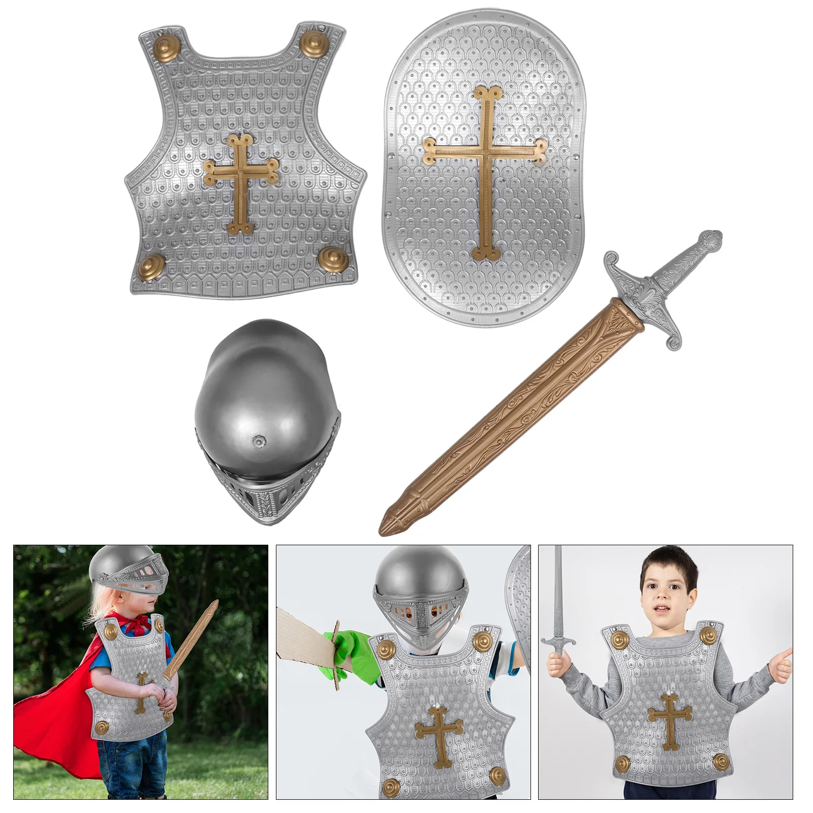 

Vintage Armor Set Plastic Sword Party Small Shield For Boys Toddler Plaything Children Shield For Kids 8-12 4-6 Fake Armour