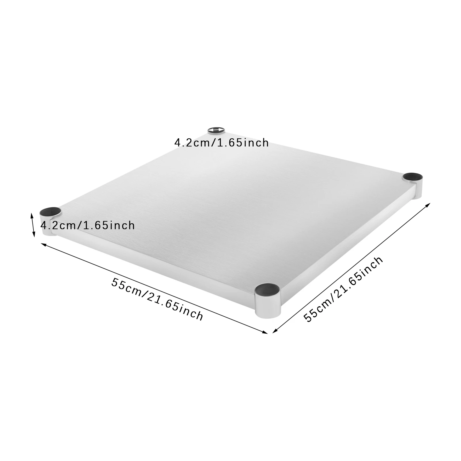 

Стол из нержавеющей стали 21,65*21,65*1,65 дюйма, регулируемая нижняя полка, под полку для рабочих столов для кухонь, гостиных, столовых