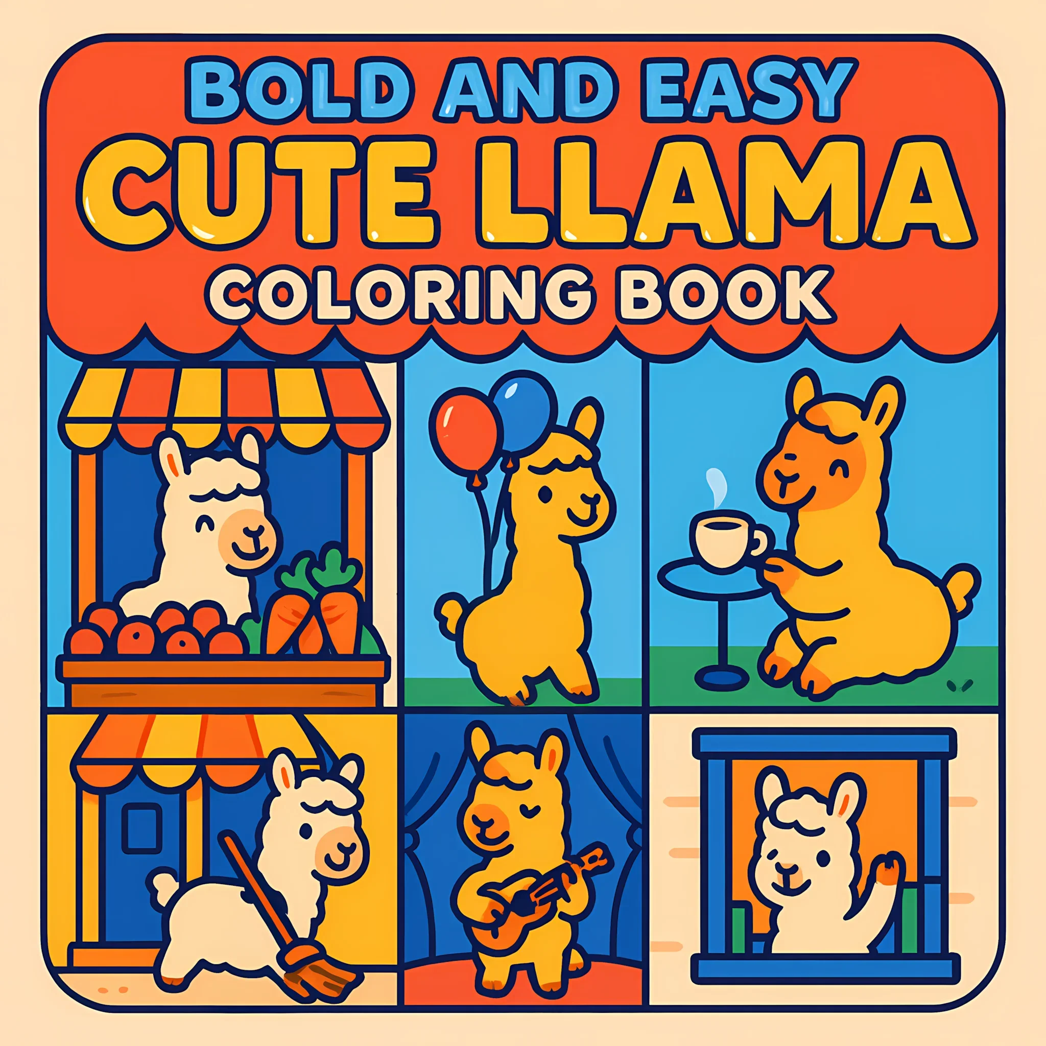 Easy Llama Coloring Book for Adult Colouring Book, Birthday Day Gift, Back to School Supplies, Adults Cute Drawing Book