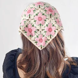 Sciarpa per capelli personalizzata fasce per capelli all'uncinetto retrò Ladies Knitting Flower Headbands Fashion Headwarp Party Rave accessori per capelli