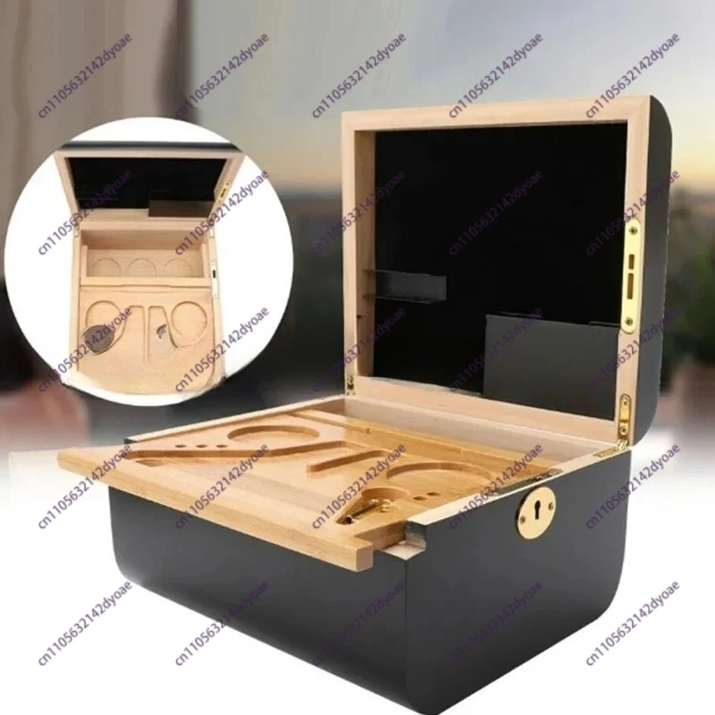 Suitable for Tray Bamboo Storage Container withGift Box Set Wooden Box Rolling