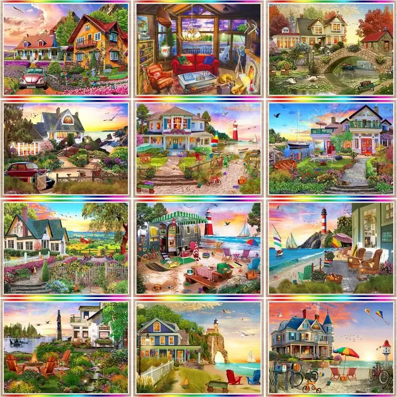 

CHENISTORY Paint By Number Beautiful Home Scenery Drawing On Canvas Art Gift DIY Pictures By Number Kits Home Decoration