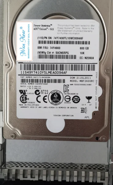 

Для 74Y4900 74Y9264 74Y4892 74Y4891 600G / 600GB 10K SAS 2,5 6G