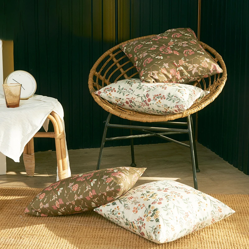 2-Pack Outdoor Garden Cushion Cover New Coated Waterproof Stain Resistant Pillow Case Geometric Floral Print Terrace Cushions