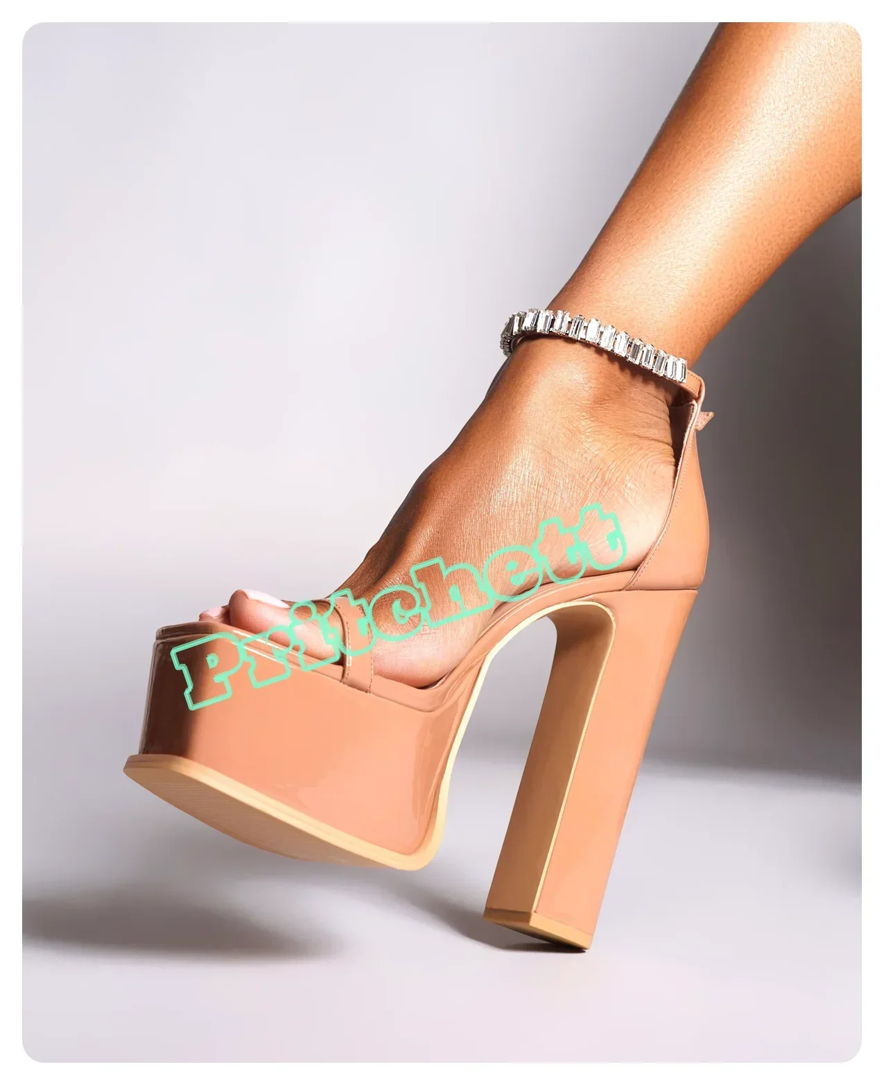 

Сандалии на платформе с ремешком на щиколотке и стразами, однотонные женские туфли на шпильке с квадратным открытым носком, массивные высокие каблуки с ремешком на щиколотке и пряжкой, новинка 2024 года