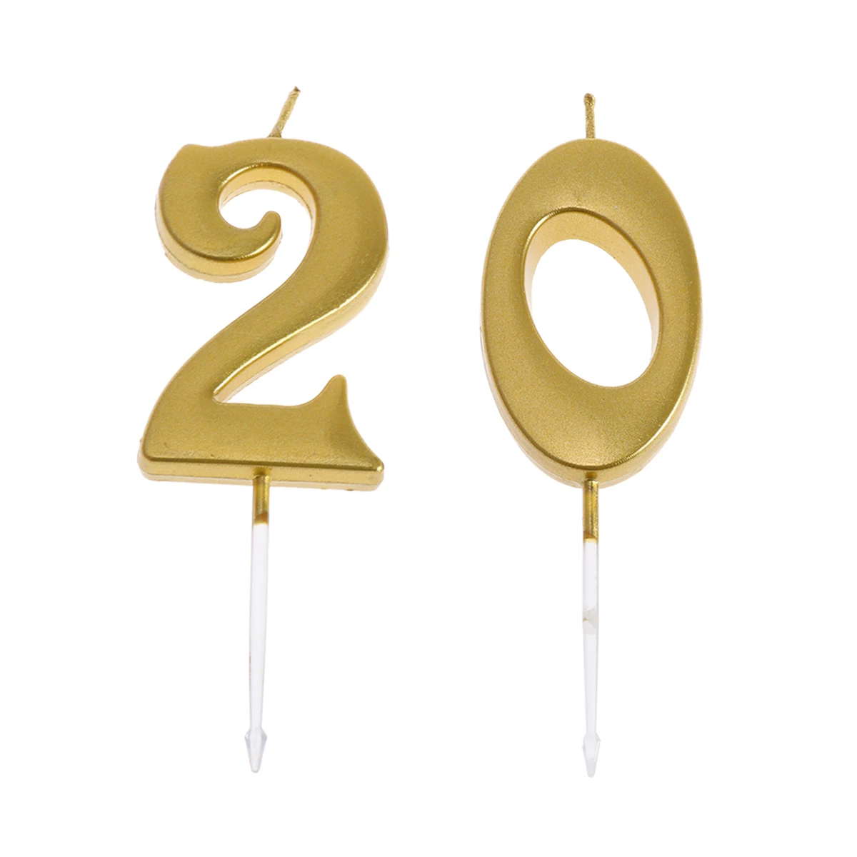

2pcs 20 Birthday Number Decoration Bithday Cake Topper Candles Party Supplies (Number 2+0, Golden)