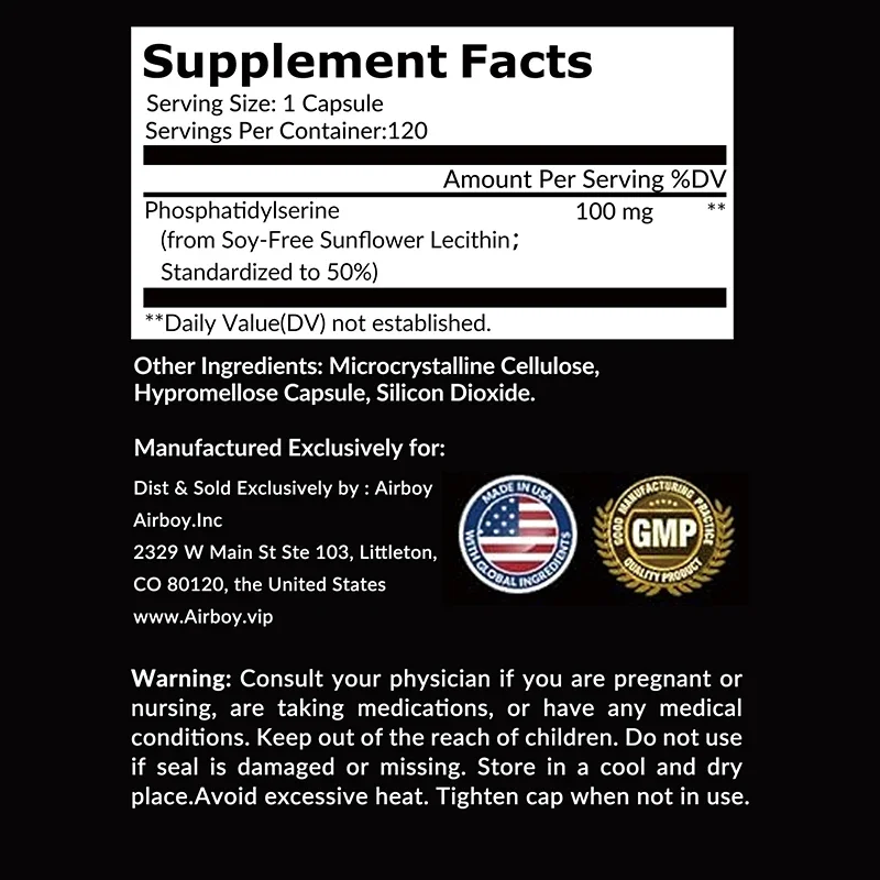 Phosphatidylserine Capsules - Memory, Focus, Clarity, Energy Brain Supplement - Nootropic Brain Boosters