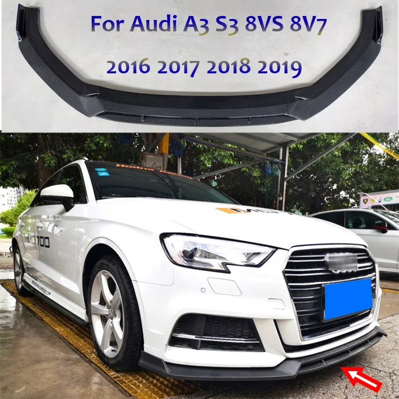 

2016-2019 For Audi A3 S3 8VS 8V7 Front Bumper lower Chin Lip Guard Chin Deflector Protector Tuning Wide Spoiler Diffuser