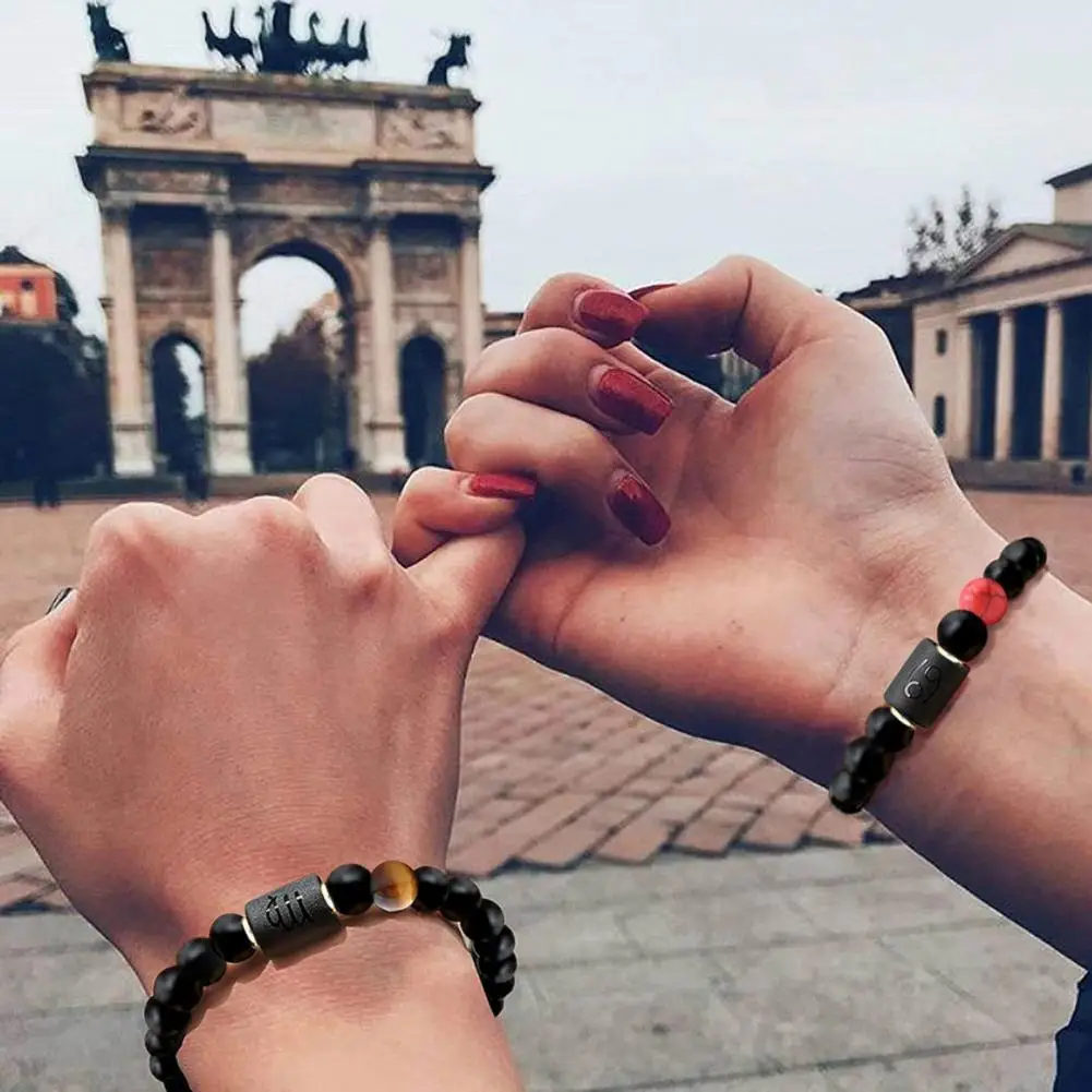Unisex Constellation Bracelet Natural Agate Beads Elastic Strap Star Sign Distance Friendship Bracelet Good Luck Bracelet