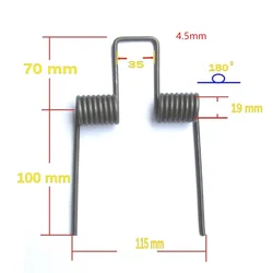 2 sztuki pod kątem prostym 90 180 270 stopni podwójny sprężyna skrętowa duży drut sprężyna skrętowa o średnicy 3.5mm 4.5MM