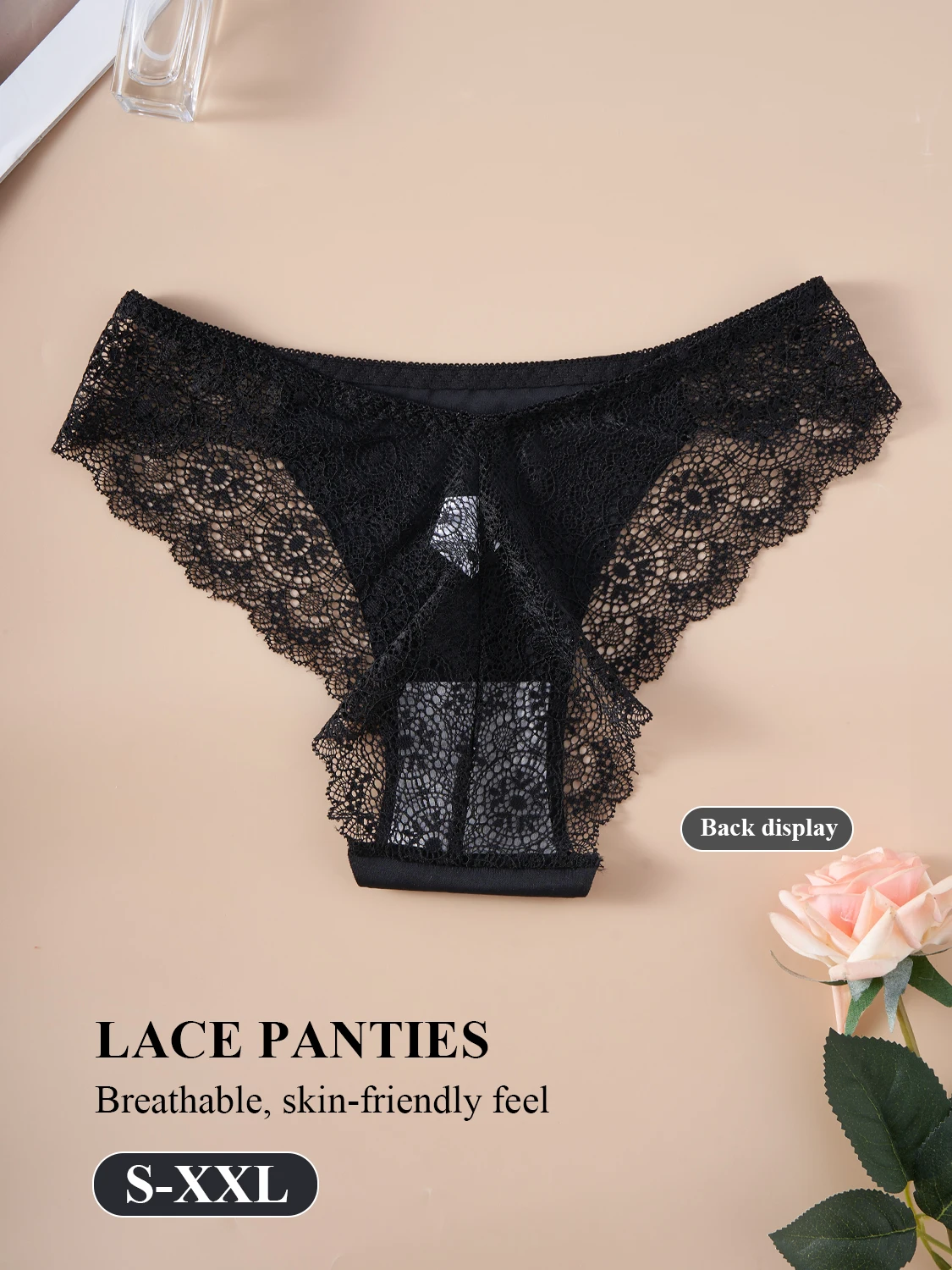 4 قطعة ملابس داخلية عصرية جديدة بلون واحد سراويل منخفضة الخصر للنساء مجوفة الأزهار الدانتيل المشذبة مثير ملخصات الملابس الداخلية الحميمة