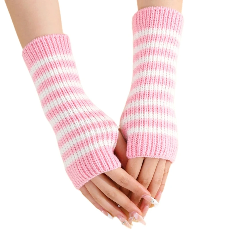 2pack Casual Stripes Gloves Cold Weather Protecting Gloves Trendy Youth Gloves