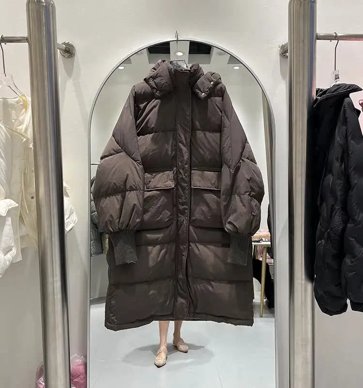 شتاء جديد المرأة أسفل سترة التنقل مقنعين المتضخم يندبروف محبوك أسفل سترة #5