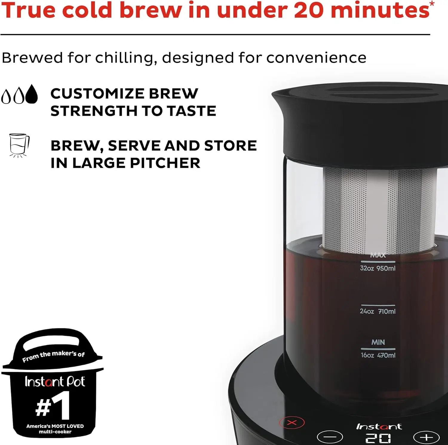 Instant Cold Brew Electric Coffee Maker, From the Makers of , Customize Your Brew Strength, Easy-to-Use, Dishwasher Safe Glass P