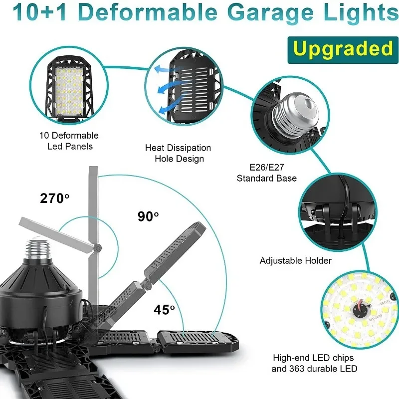 15000lm 150w faltbare LED-Lampen e27 Garagen licht verstellbare Multi-Panel-Markt Shop Decken leuchte für Werkstatt Lager beleuchtung