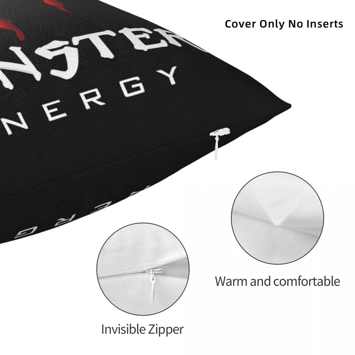 M-Monster Drink E-Energy Square Pillow Cases monster  Cushion Covers Novelty Zipper Decor Pillowcase for Seat 18\