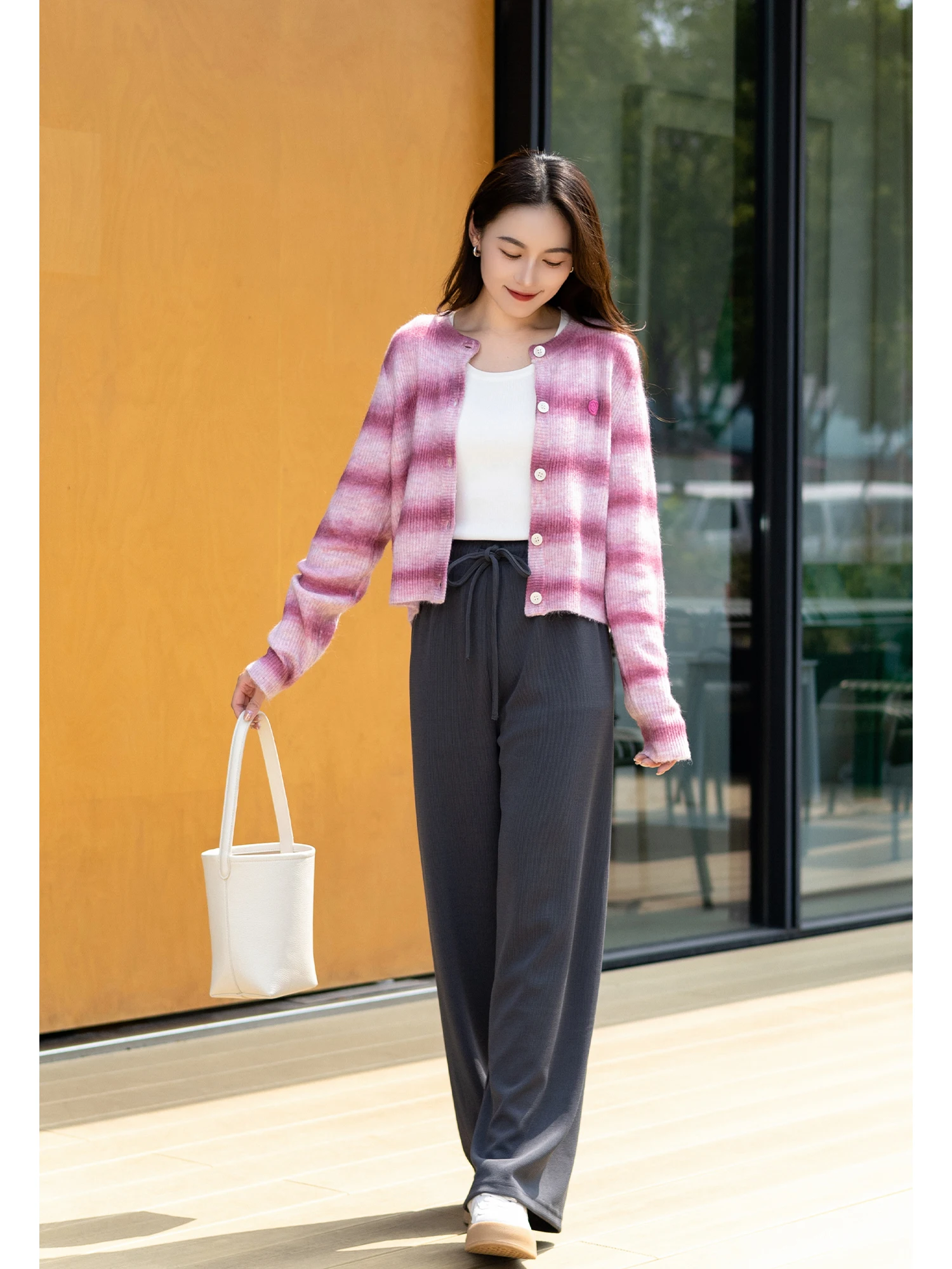 Early Autumn Drape High Waist Wide Leg Pants Loose Narrow Version 2 Colors 024 6 Sles Casual Spor Floor-Length Trousers
