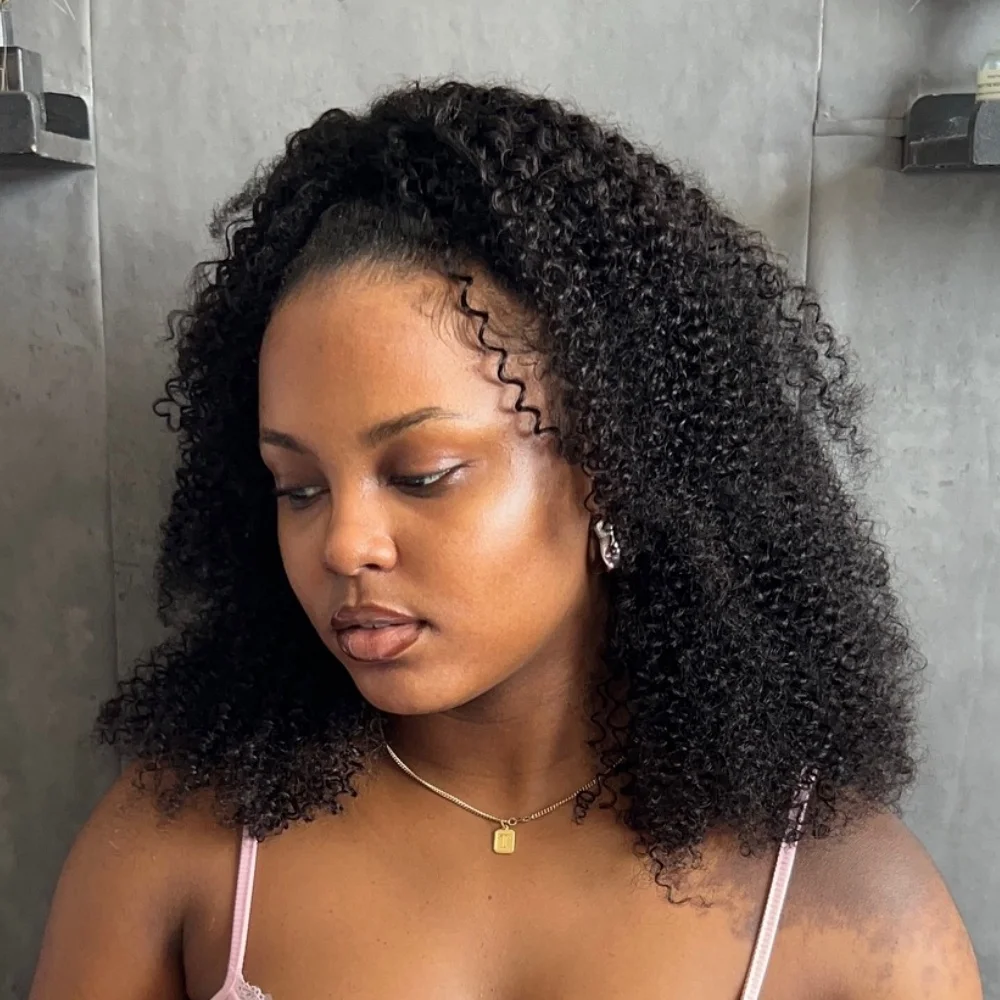 

Headband Half Wig Burmese Pixi Curly Human Hair Wigs For Women Glueless Wigs With Drawstring Seamless Full Machine Made Wigs