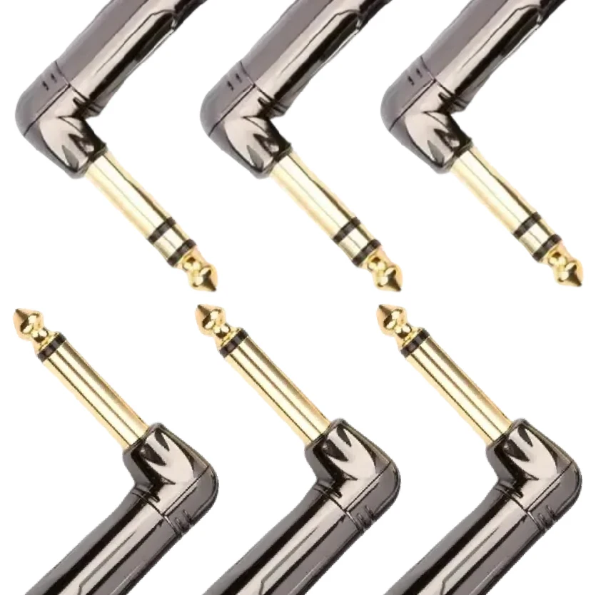 

90 Degree Male Plug Mono/Stereo Guitar Wire Connector Audio Microphone Effects Mixer 6.35mm Adapter