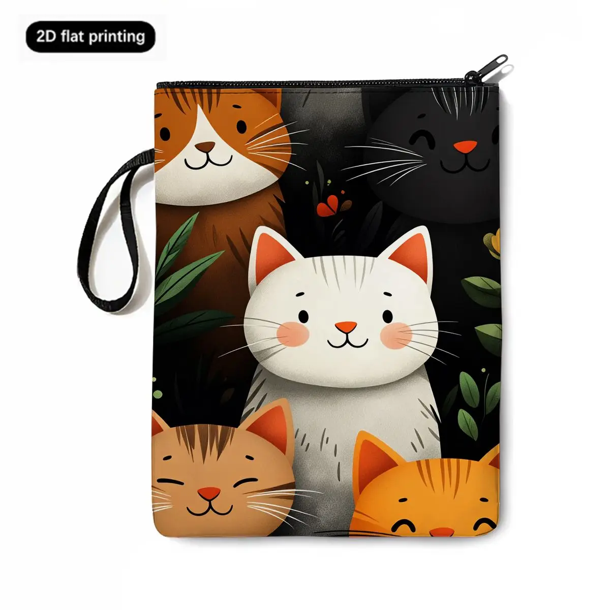 New Cute Cat Printed Book Sleeve Portable Storage Bag Durable Book Cover for Students, Teachers, and Reading Enthusiasts