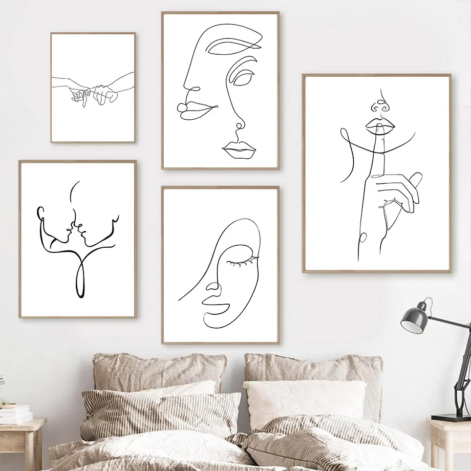Abstrakte Minimalistische Linie Frau Wand Kunst Leinwand Malerei Nordic Ästhetische Poster Und Drucke Wand Bilder Für Wohnzimmer Dekor