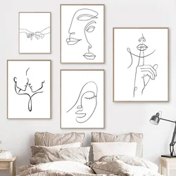 Abstract Minimalist Line Woman Wall Art Canvas Painting Nordic Aesthetic Posters And Prints Wall Pictures For Living Room Decor