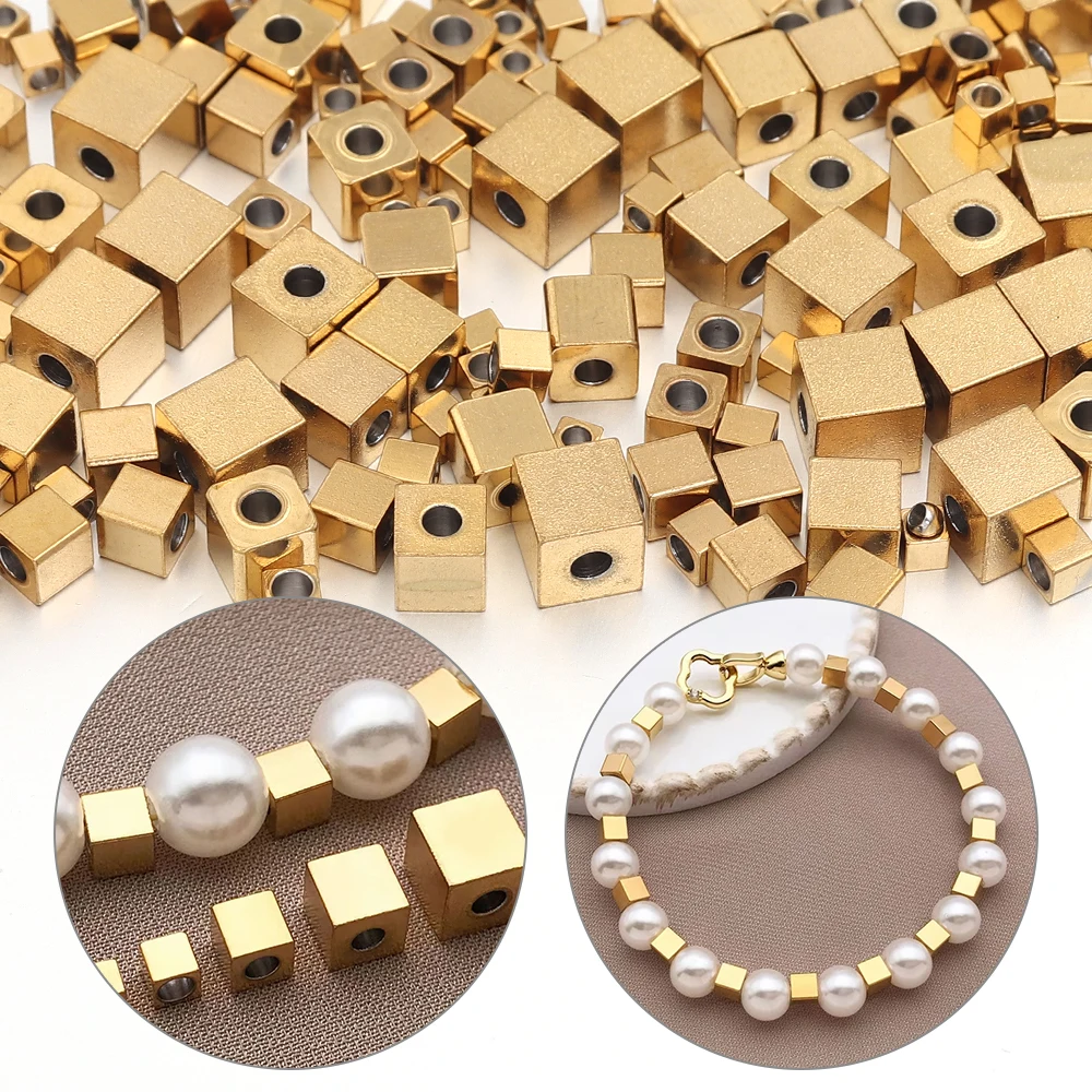 50pcs/lot 2.5/3./4/5/6mm Stainless Steel Square Beads Cube Loose Spacer Beads For Jewelry Making DIY Necklace Bracelet  ﻿