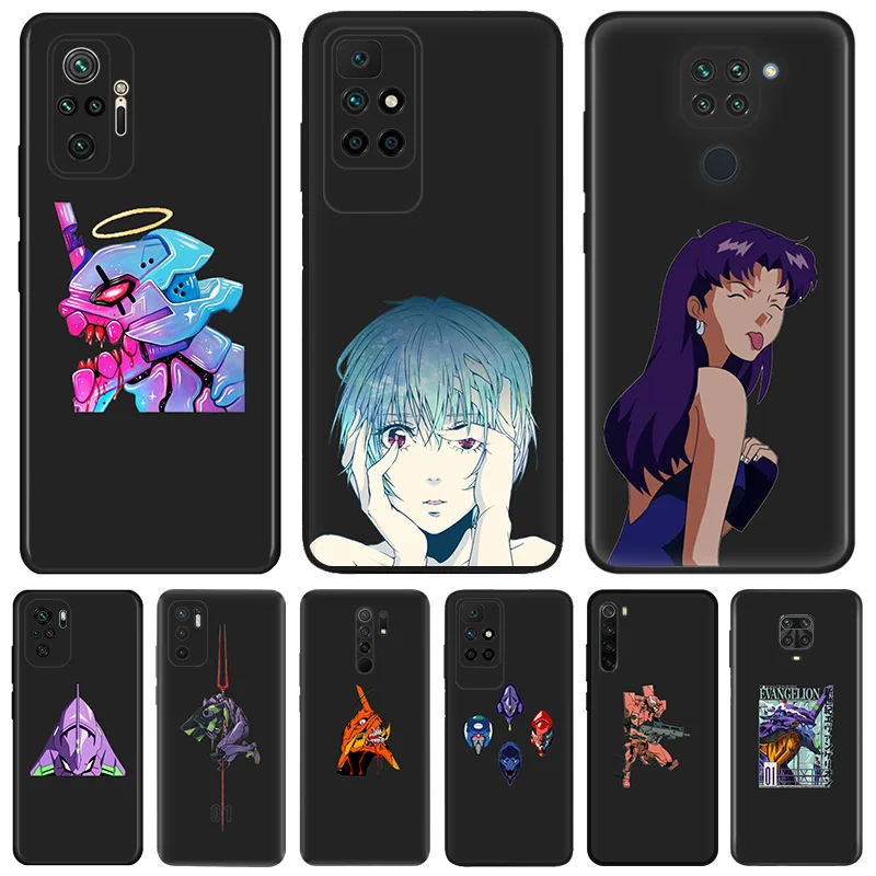 Phone Case For Redmi Note 10 9 9s 8 8t 9t 10s 9c 9a 7 10c Cute Neons E-Evangelion Xiaomi 10t Pro Note10 Lite Black Cases Cover