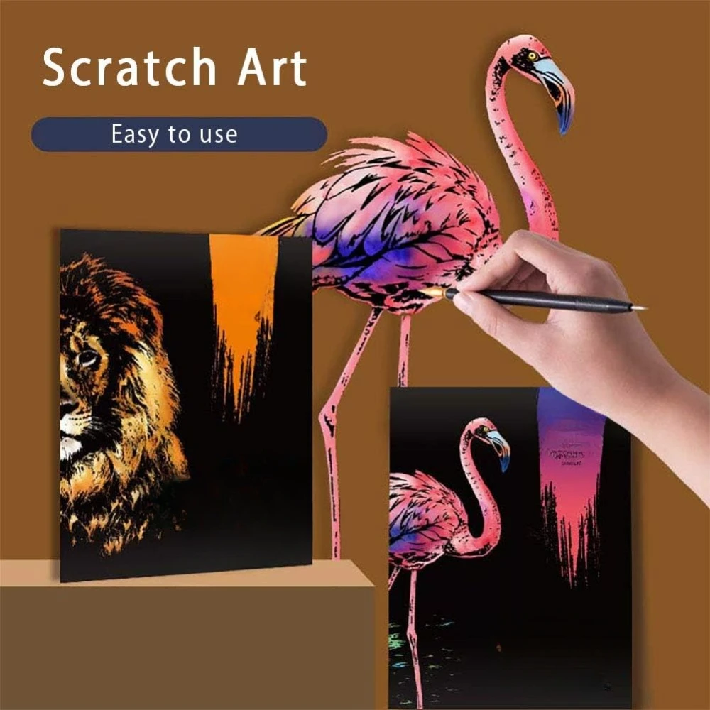 Искусство скретч-арт для взрослых и детей, поделки из радужной бумаги формата А4, скретч ночной сцены