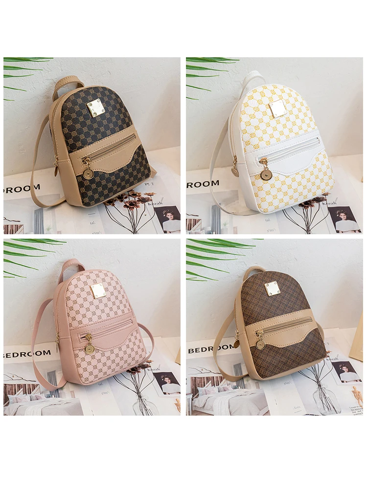 Checkered Pattern Shoulder Backpack Large Capacity Handbag Crossbody Cell Phone Square Bag for Women