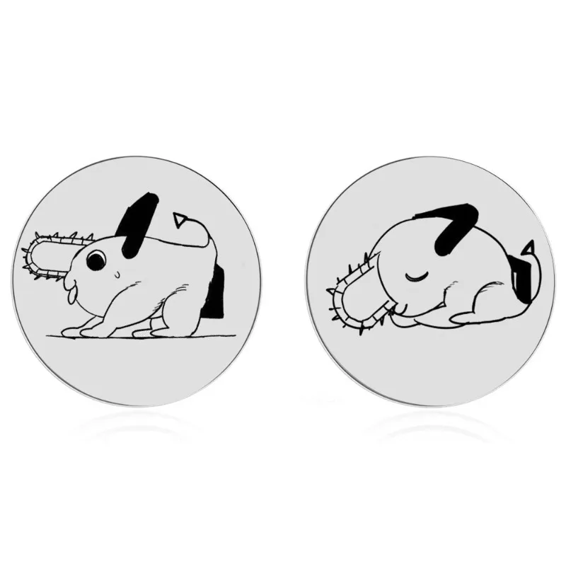 Power Makima Reze Denji Hayakawa Aki Popular Anime 2D Peripheral Stainless Steel Laser Personalized Cartoon Trendy Earrings