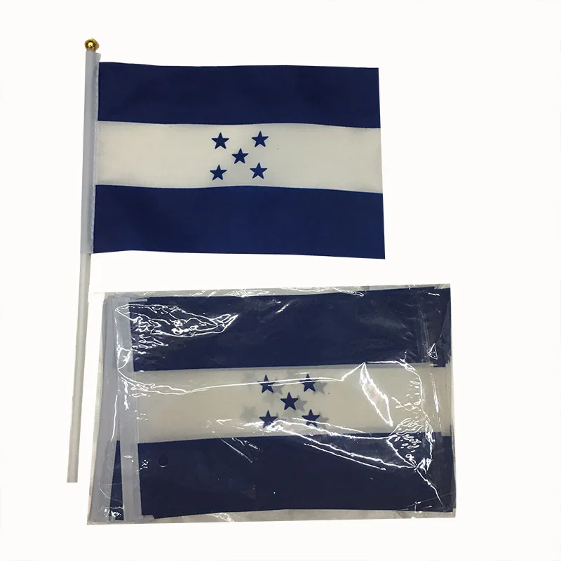 KAFNIK,5 Pieces 14x21cm Honduras Flag, Holding Plastic Flagpole, Waving Flag, Parade, Sports Home Decoration