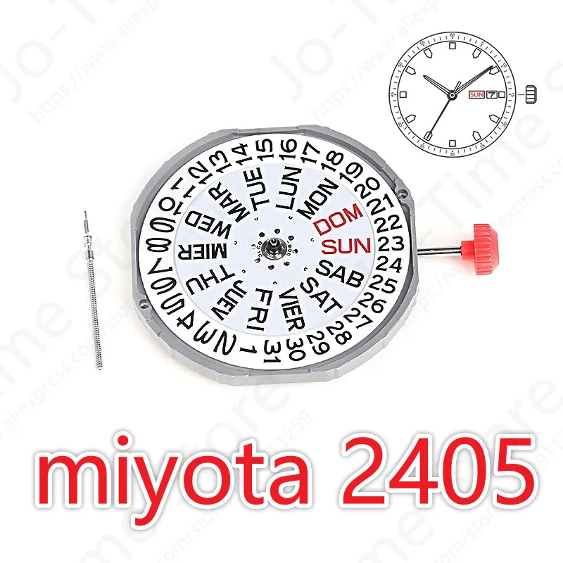 Nuovo movimento dell'orologio Miyota 2405 originale al quarzo automatico a 3 lancette con data a 3 posizioni
