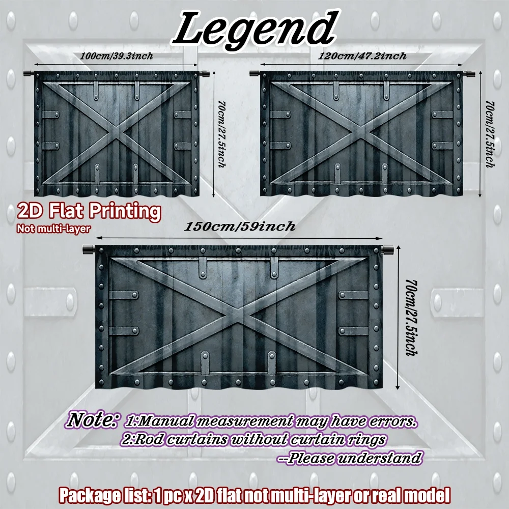 2D flat 1pc Modern minimalist shelf curtains Riveted Steel Crossbars Digital printing European Style, Kitchen Curtains,