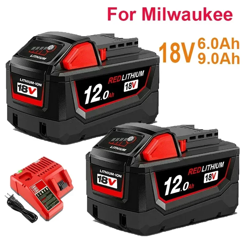 Batterie au lithium de remplacement pour Milwaukee M18 18V 6.0Ah 9.0Ah, compatible avec les batteries Milwaukee M18 48-11-1815 48-11-1850 2604-22