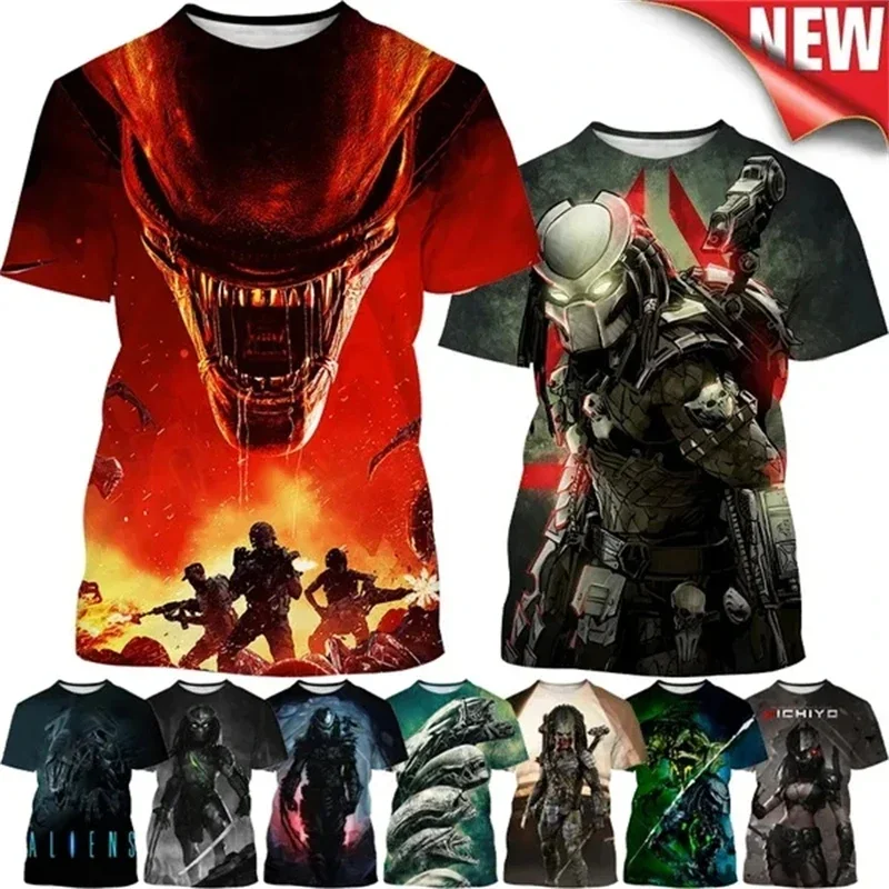 Summer 3D Predator Print T-Shirt Shape Shaped Graphic Tees For Men Hip Hop Street Wear Cool Design Short Sleeve Men Clothing Top