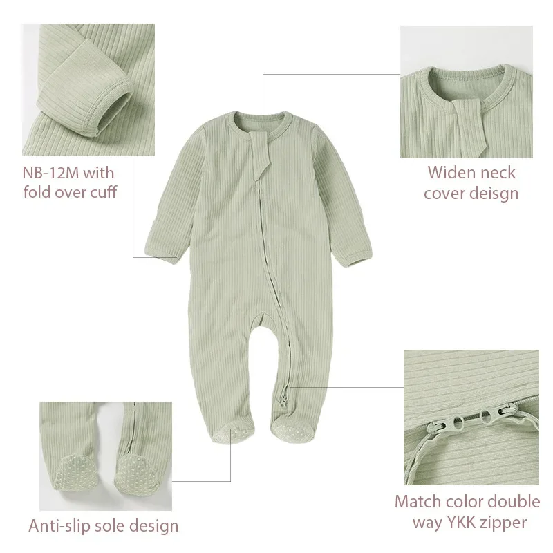 Somenie Baby Onesie Pit Strip Cloth Climbing Suit Knitted Jersey Organic Cotton Baby Climbing Suit Foot Wrap Baby Onesie